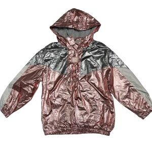 Zara Girls Pink & Silver Metallic Lined Windbreaker